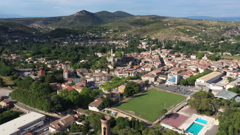 Aerial-view-of-the-city-Saint-ambroix.-Rural-village-in-south-of-France.